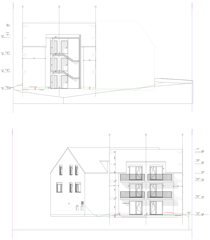 PROJEKTB&Uuml;RO SCHULZE Ausf&uuml;hrungsplanung Ansichten Ost/West (Haus 1)