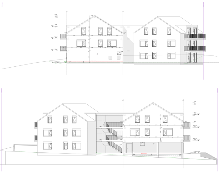 PROJEKTB&Uuml;RO SCHULZE Ausf&uuml;hrungsplanung Ansichten Nord/S&uuml;d (Haus 2)