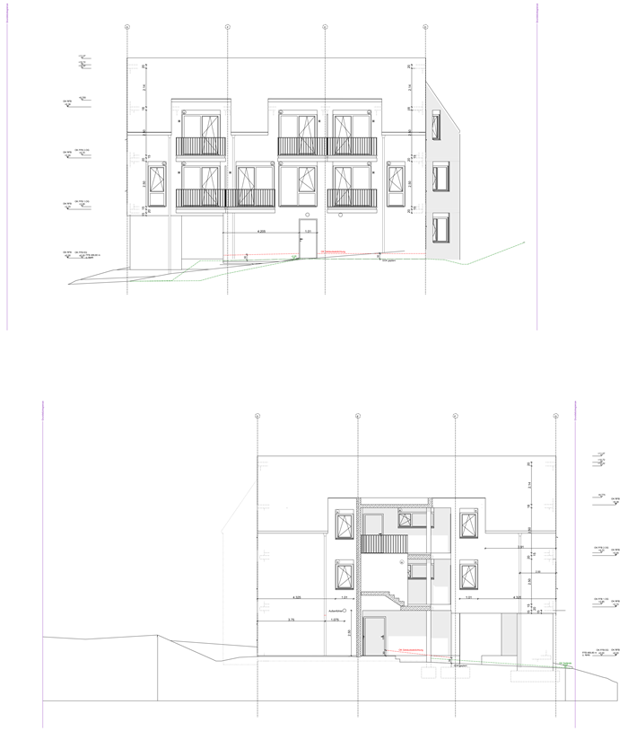 PROJEKTB&Uuml;RO SCHULZE Ausf&uuml;hrungsplanung Ansichten Ost/West (Haus 2)